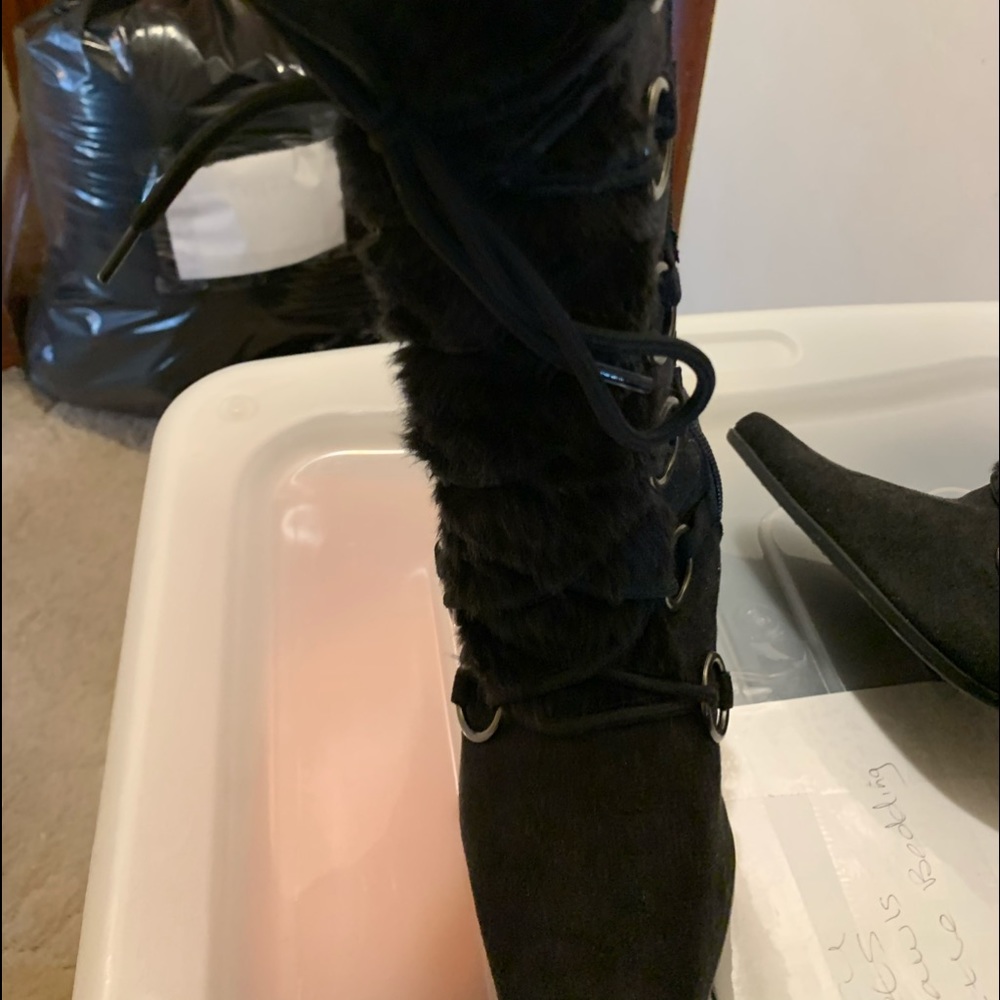 Stiletto boots over calf